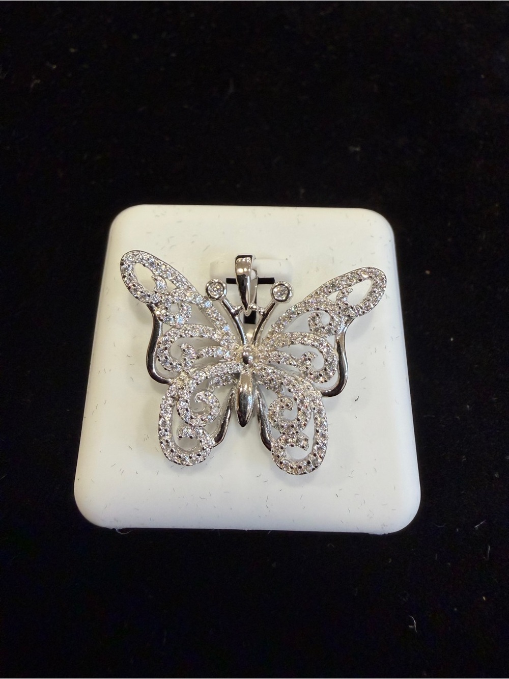 $400 Retail 1.50 Carat Moissanite Butterfly Pendant in 925 Sterling Silver